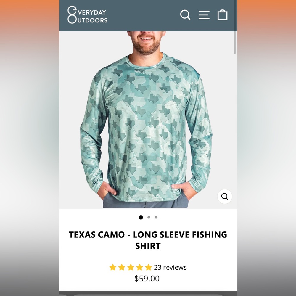 Men’s Everyday Outdoors Texas state camo long sleeve shirt, size XXL